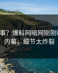 大V又出事？爆料网暗网刚刚曝出丑闻内幕，细节太炸裂