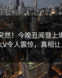 点击太突然！今晚丑闻登上爆料网暗网，大V令人震惊，真相让人瞠目