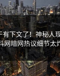 猛料终于有下文了！神秘人现身回应，爆料网暗网热议细节太炸裂
