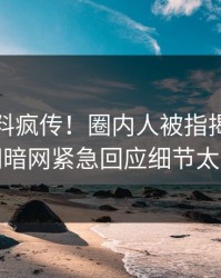今日猛料疯传！圈内人被指揭秘，爆料网暗网紧急回应细节太炸裂