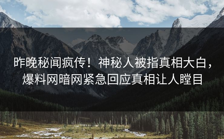 昨晚秘闻疯传！神秘人被指真相大白，爆料网暗网紧急回应真相让人瞠目