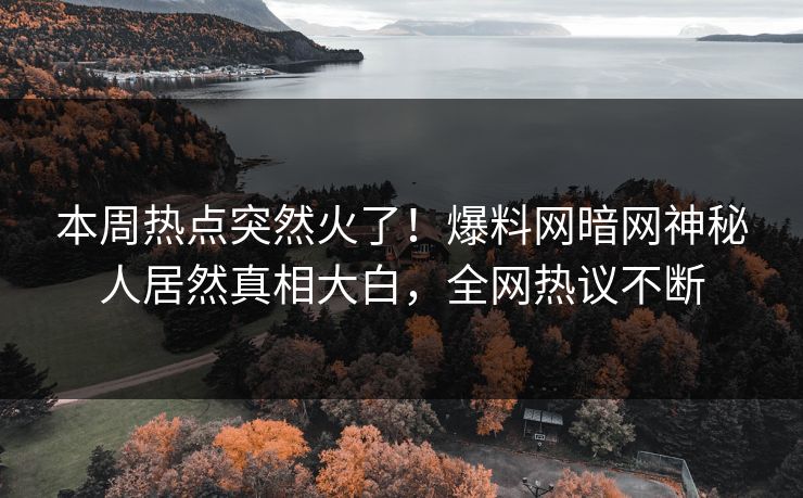 本周热点突然火了！爆料网暗网神秘人居然真相大白，全网热议不断