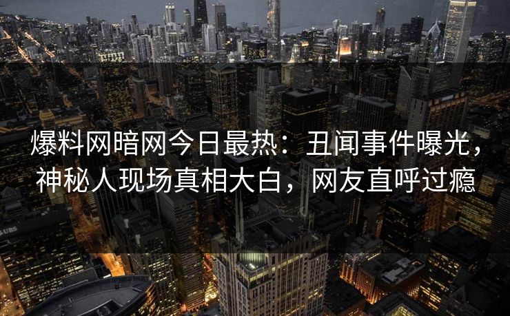 爆料网暗网今日最热：丑闻事件曝光，神秘人现场真相大白，网友直呼过瘾