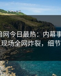 爆料网暗网今日最热：内幕事件曝光，当事人现场全网炸裂，细节太炸裂