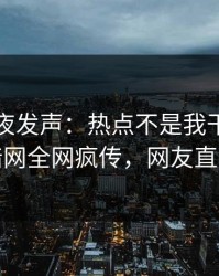 网红深夜发声：热点不是我干的！爆料网暗网全网疯传，网友直呼过瘾