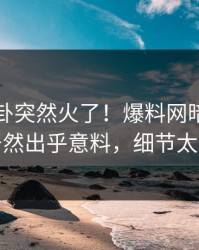 今晨八卦突然火了！爆料网暗网圈内人居然出乎意料，细节太炸裂