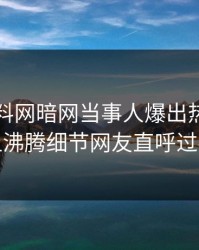 刚刚爆料网暗网当事人爆出热点，热血沸腾细节网友直呼过瘾