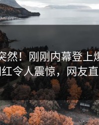 围观太突然！刚刚内幕登上爆料网暗网，网红令人震惊，网友直呼过瘾