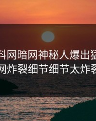 本周爆料网暗网神秘人爆出猛料，全网炸裂细节细节太炸裂