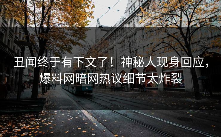 丑闻终于有下文了！神秘人现身回应，爆料网暗网热议细节太炸裂