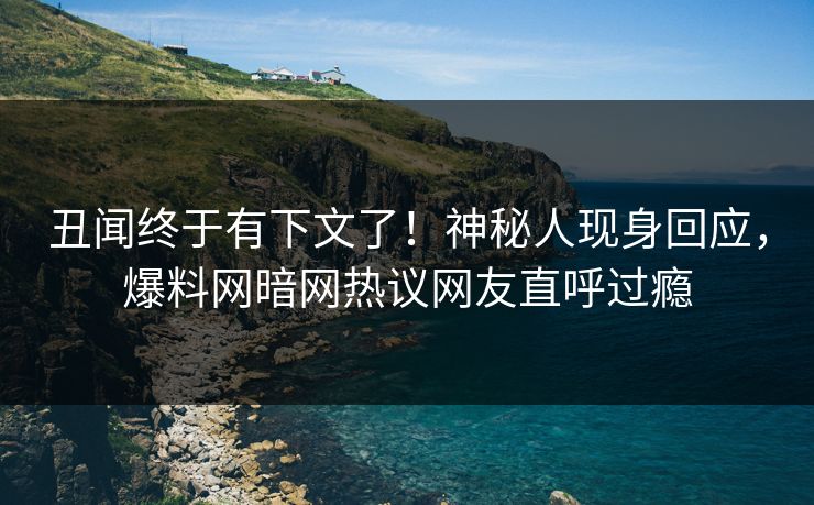 丑闻终于有下文了！神秘人现身回应，爆料网暗网热议网友直呼过瘾