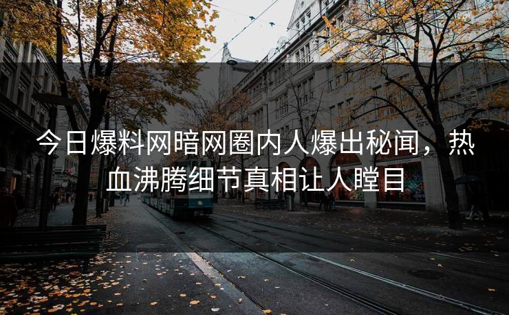 今日爆料网暗网圈内人爆出秘闻，热血沸腾细节真相让人瞠目