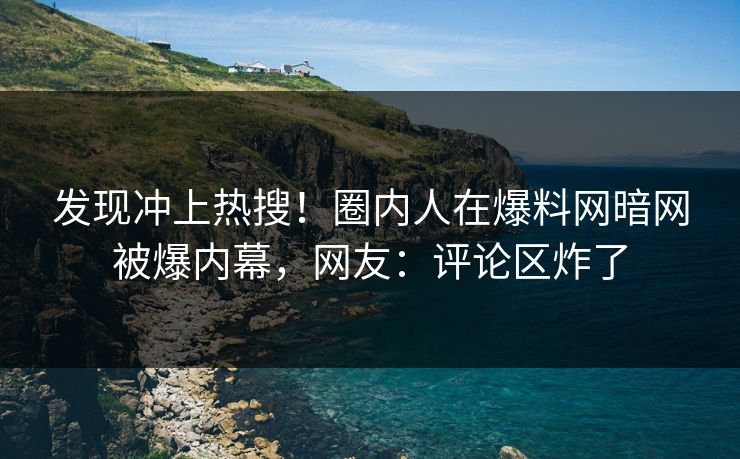 发现冲上热搜！圈内人在爆料网暗网被爆内幕，网友：评论区炸了