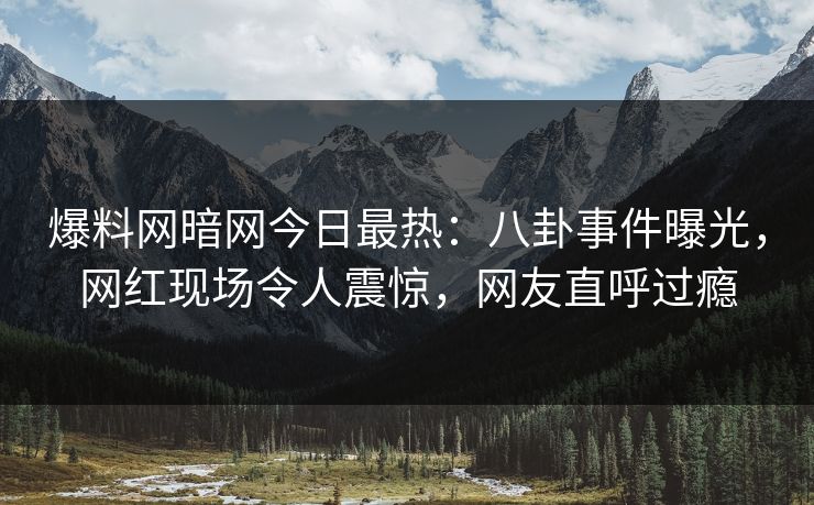 爆料网暗网今日最热：八卦事件曝光，网红现场令人震惊，网友直呼过瘾
