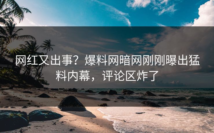 网红又出事？爆料网暗网刚刚曝出猛料内幕，评论区炸了
